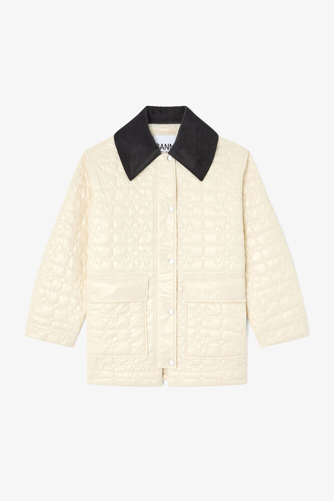 Shiny Quilt Midi Jacket, Angora