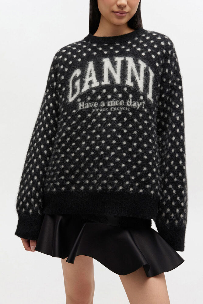Polka Brushed Jumper, Black
