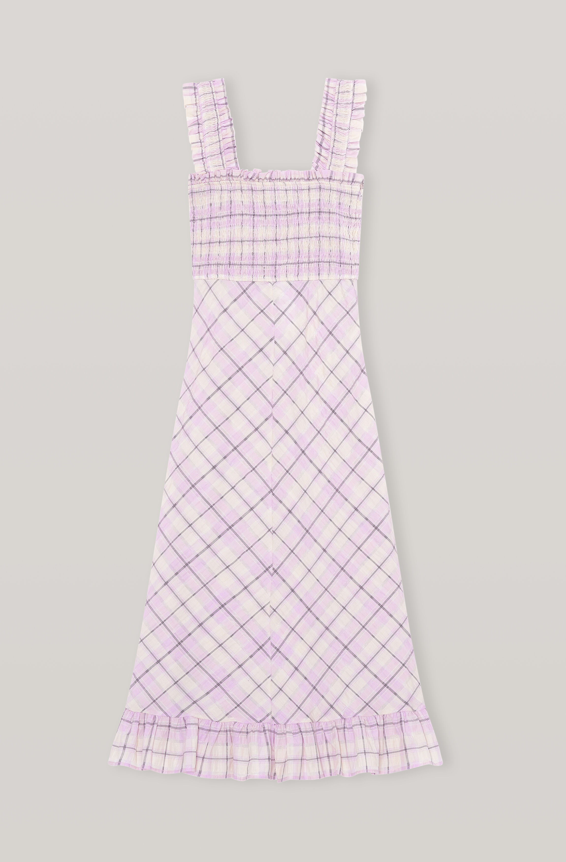 seersucker check maxi dress