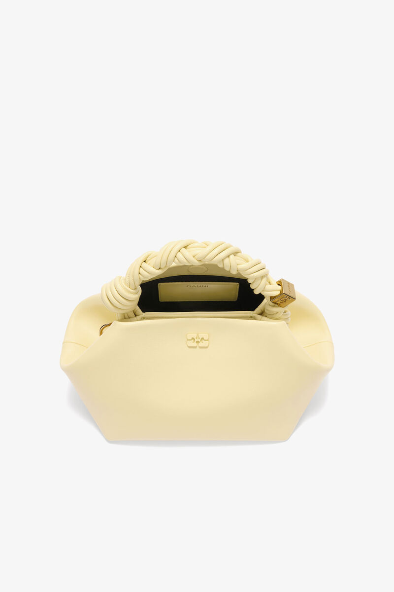 Small Bou Bag in Yellow, Recycled Leather, in colour Yellow Cream - 3 - GANNI