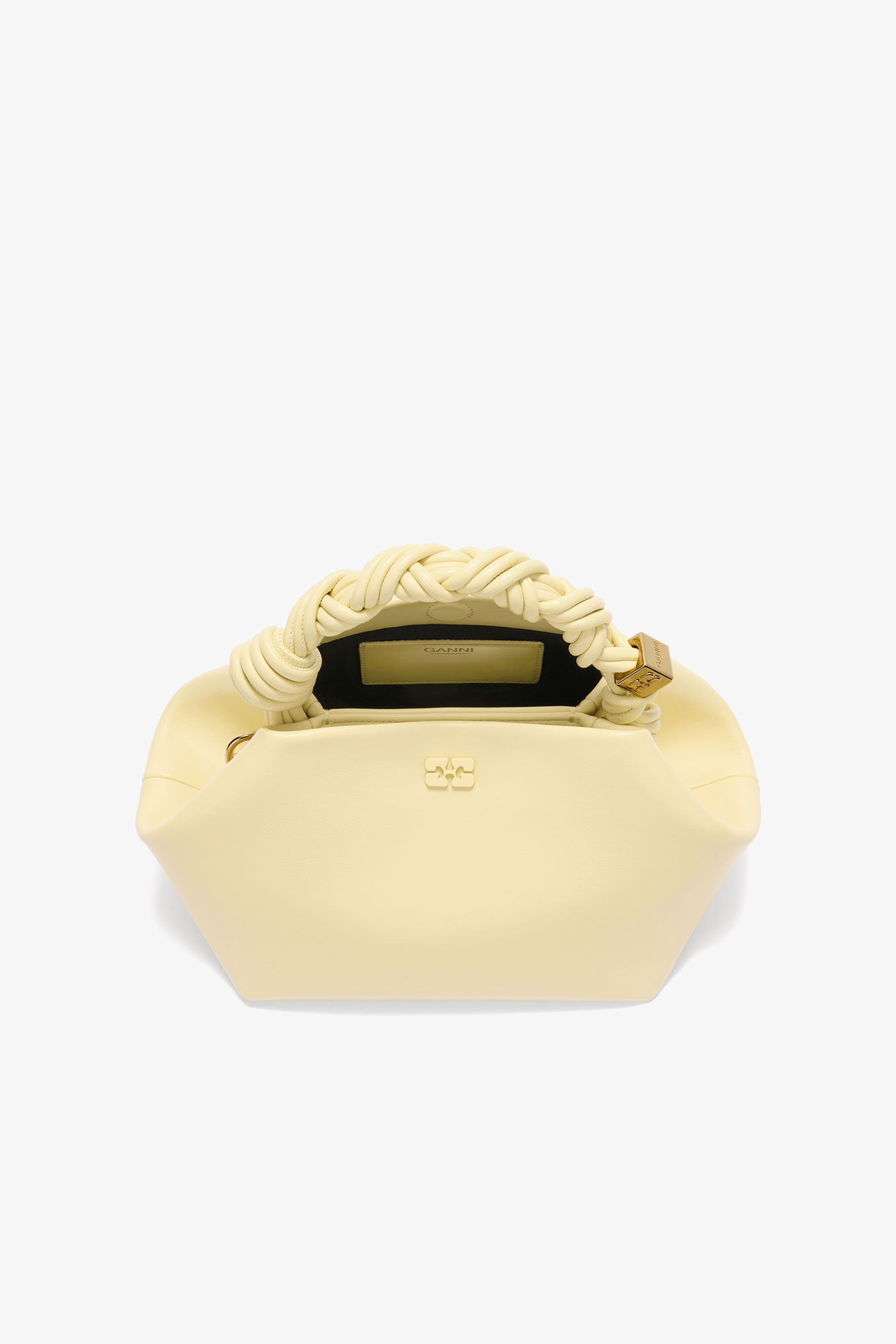 Small Bou Bag in Yellow, Recycled Leather, in colour Yellow Cream - 3 - GANNI
