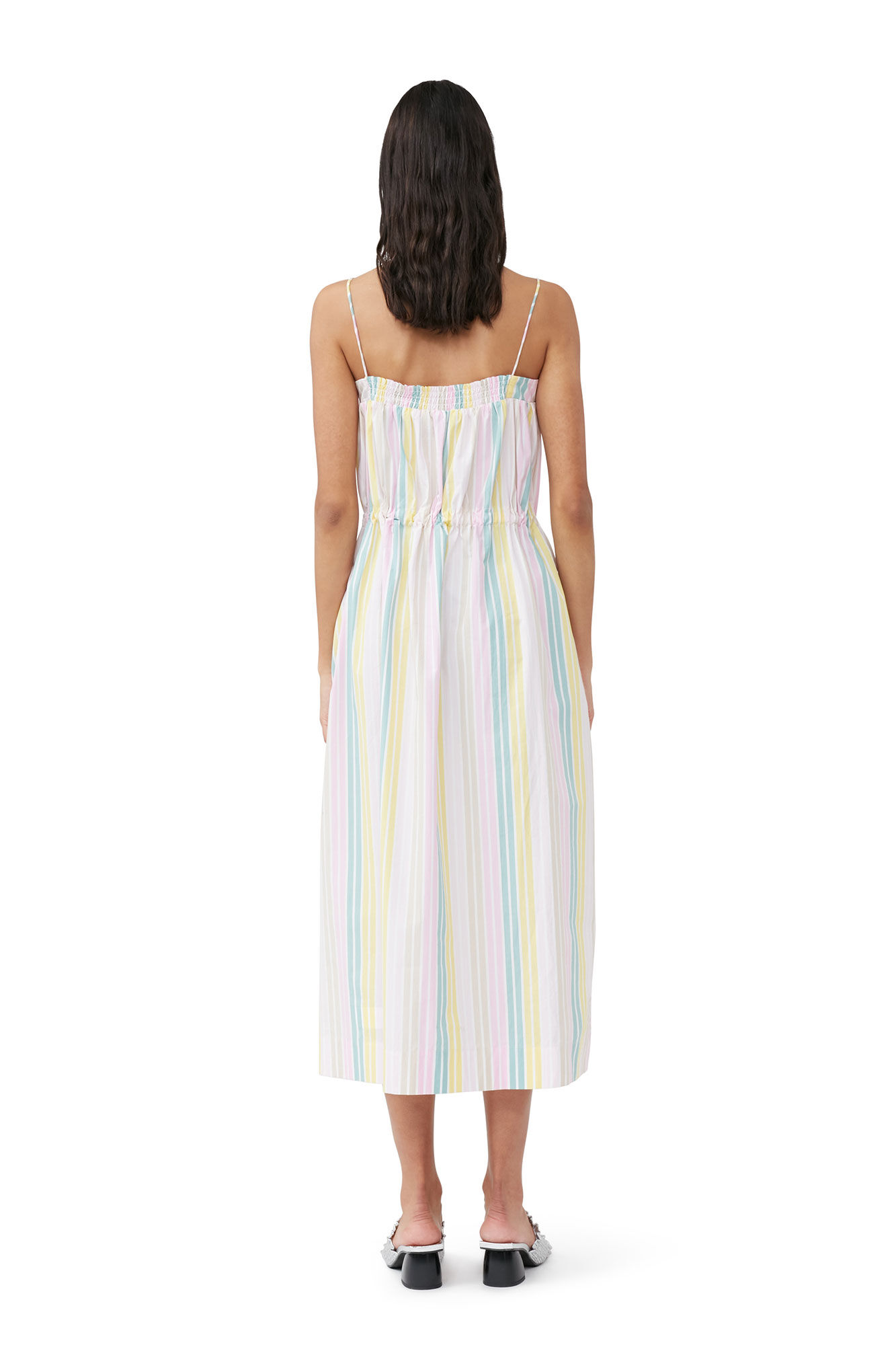 Gestreiftes Maxi-Trägerkleid aus Cotton, Cotton, in colour Multicolour - 2 - GANNI