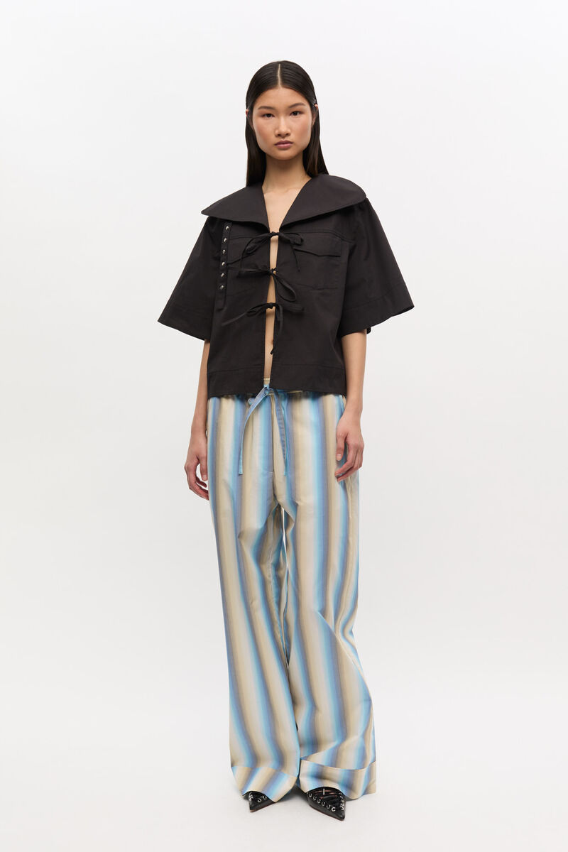 Ombre Stripe Elasticated Pants, Cotton, in colour Multicolour - 1 - GANNI