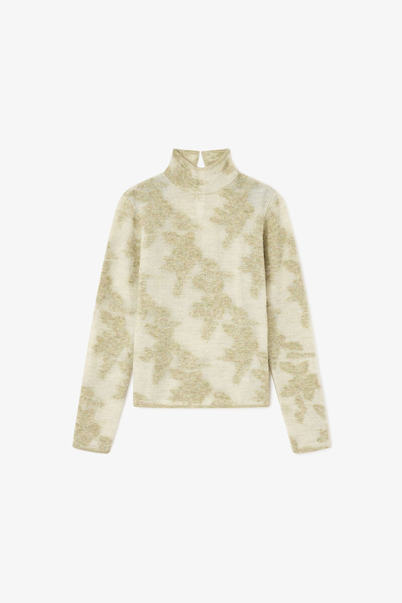 Green Sheer Turtleneck, Alpaca, in colour Olive Night - 1 - GANNI