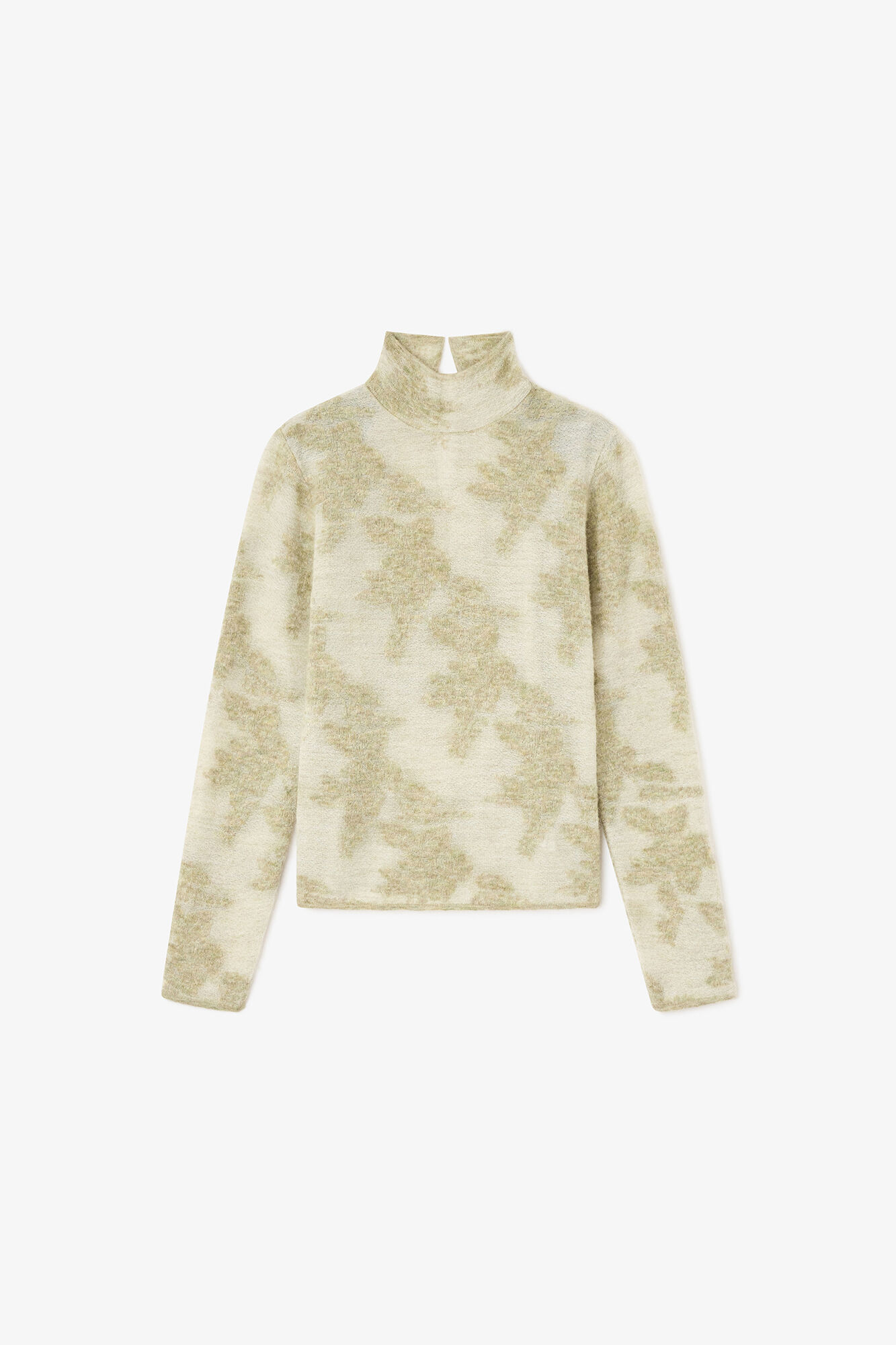 Green Sheer Turtleneck, Alpaca, in colour Olive Night - 1 - GANNI