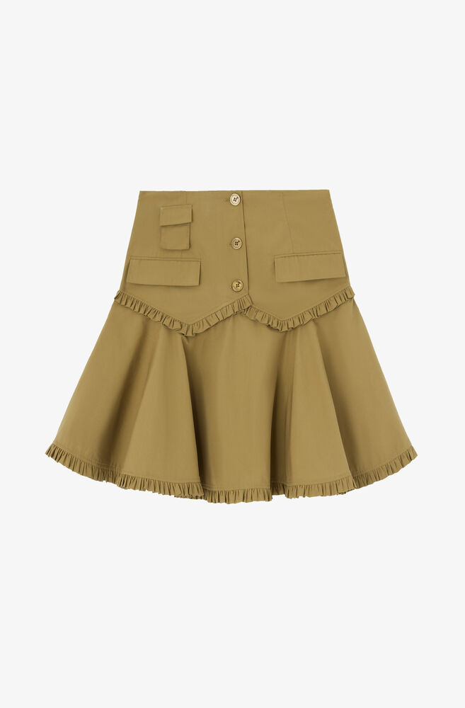 Skirt in Stretch Cotton, Military Olive