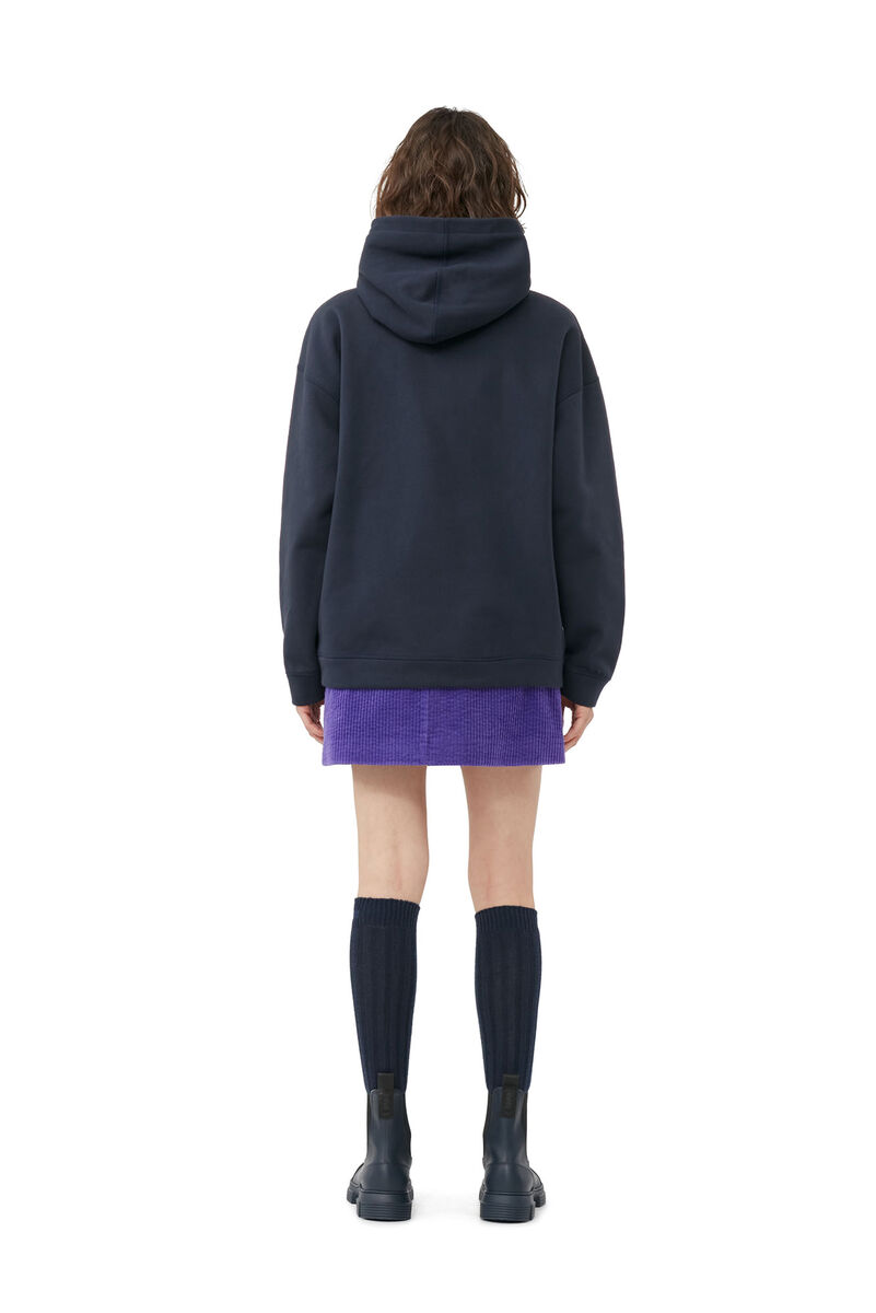 Blue Oversized Isoli Flower Hoodie, Cotton, in colour Sky Captain - 3 - GANNI