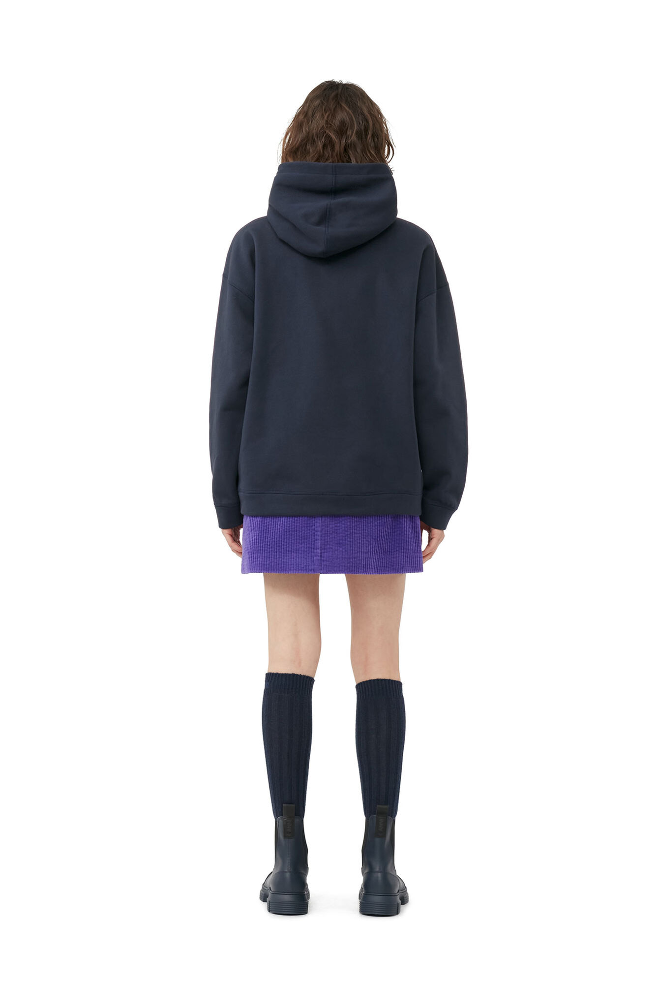 Blue Oversized Isoli Flower Hoodie, Cotton, in colour Sky Captain - 3 - GANNI