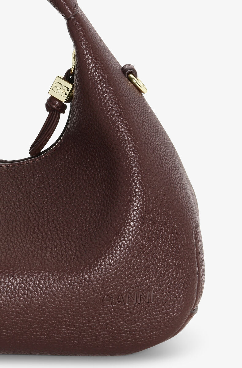Mini sac Hobo marron, Polyurethane, in colour Chicory Coffee - 6 - GANNI