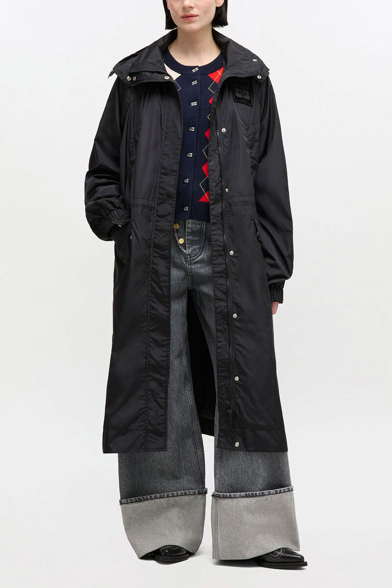 Nylon Parka Coat, Recycled Polyamide, in colour Black - 1 - GANNI