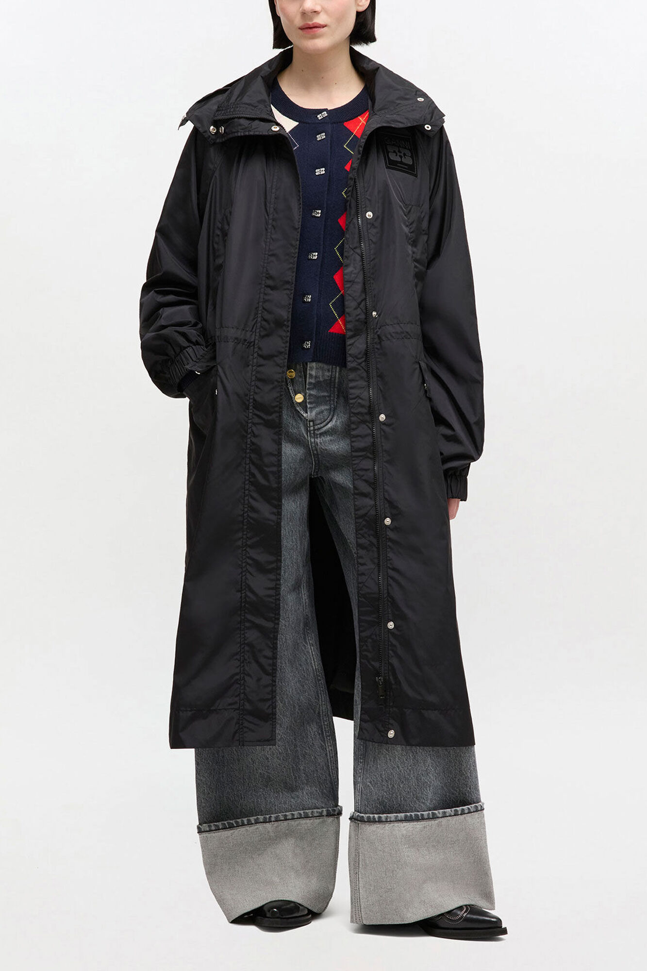 Nylon Parka Coat, Recycled Polyamide, in colour Black - 1 - GANNI