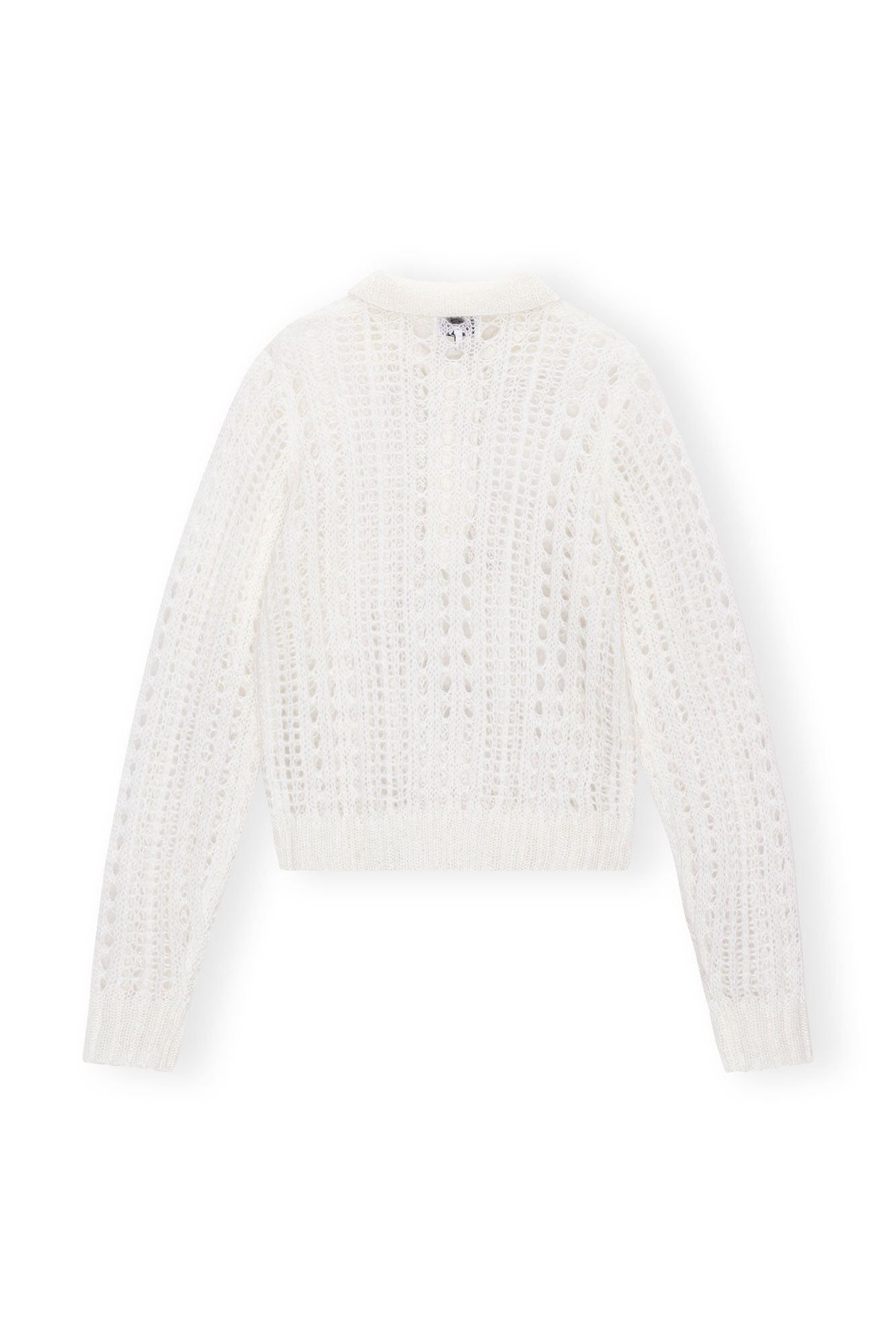 White Mohair Lace Polo Sweater