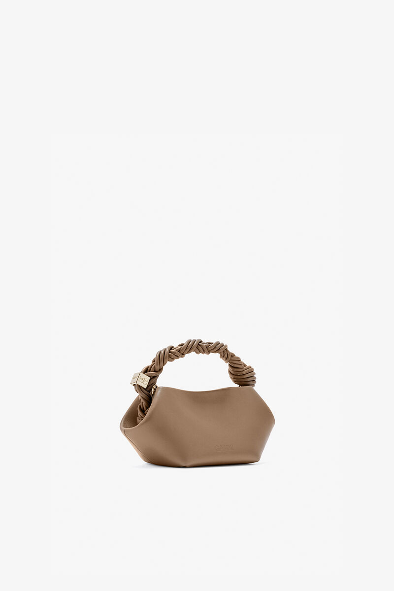 Mini Bou Bag in Brown, Recycled Leather, in colour Coca Mocha - 2 - GANNI