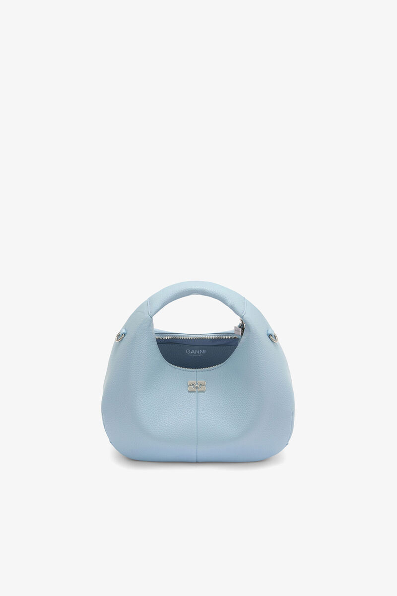 Mini Hobo Bag in Blue, Recycled Polyester, in colour Celestial Blue - 3 - GANNI