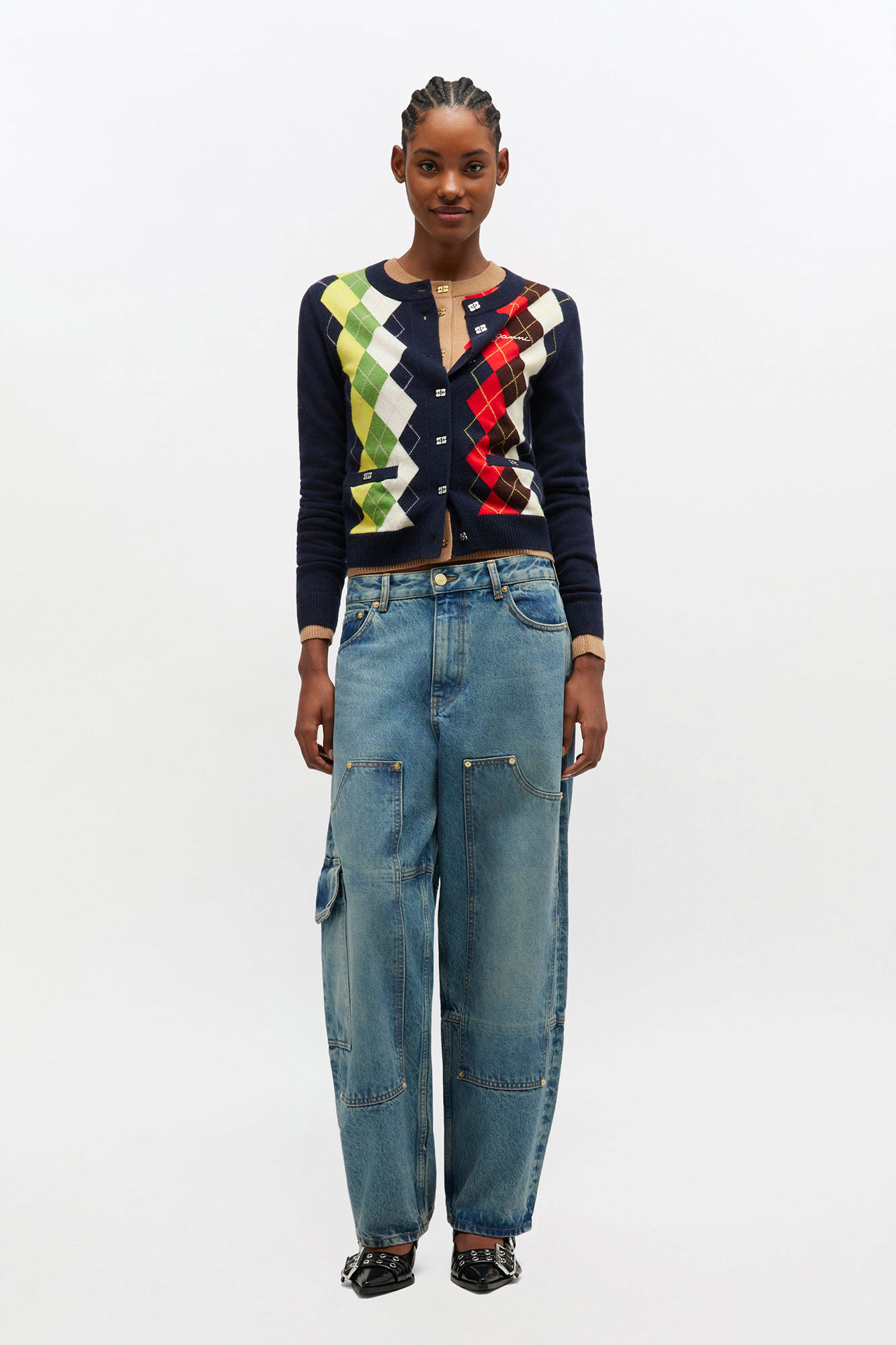 Fargede, stive Audri-jeans, Organic Cotton, in colour Mid Blue Vintage - 2 - GANNI