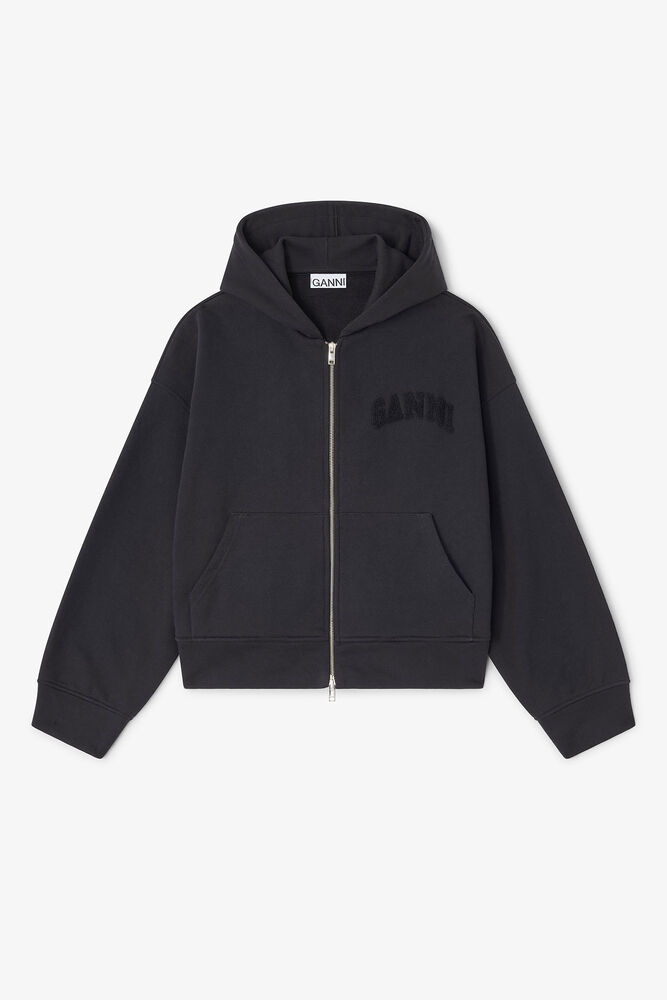 Black Two-way Zip Hoodie, Black/Black