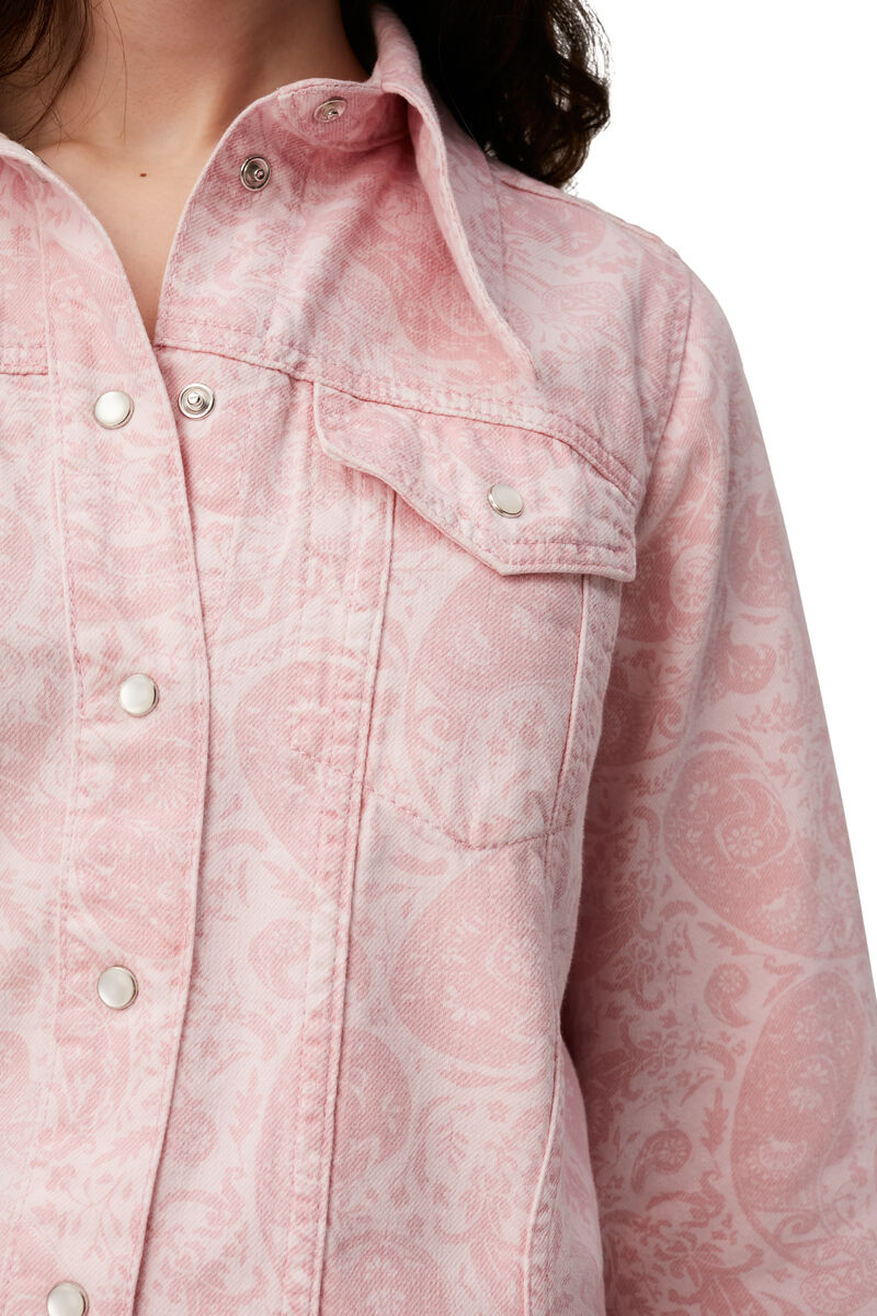 Denim Western Shirt, Organic Cotton, in colour Paisley Shrinking Violet - 5 - GANNI