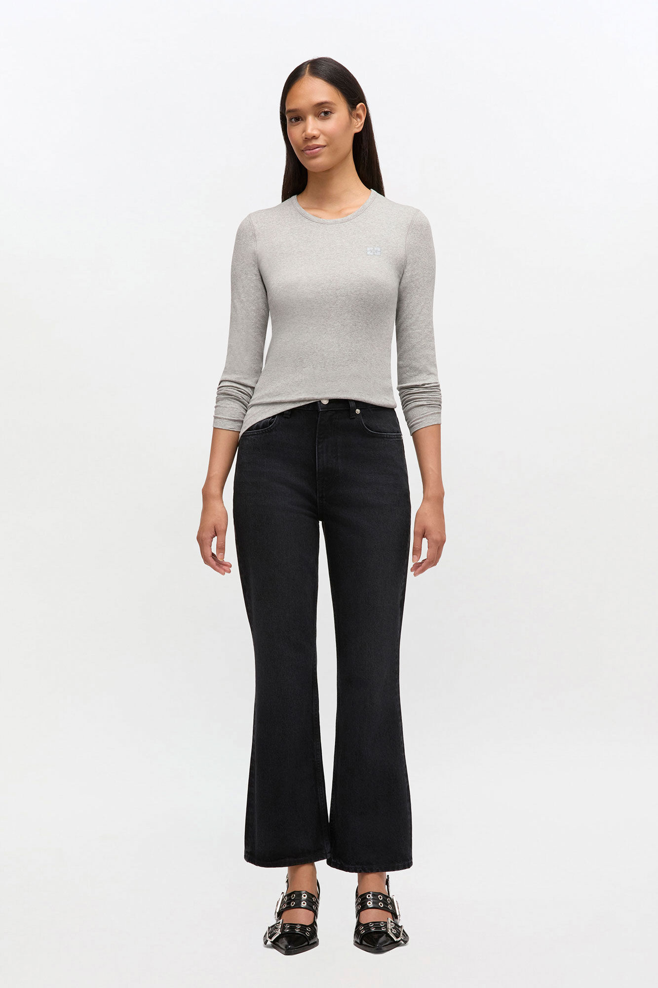 Black Betzy Jeans, Organic Cotton, in colour Black Washed - 2 - GANNI