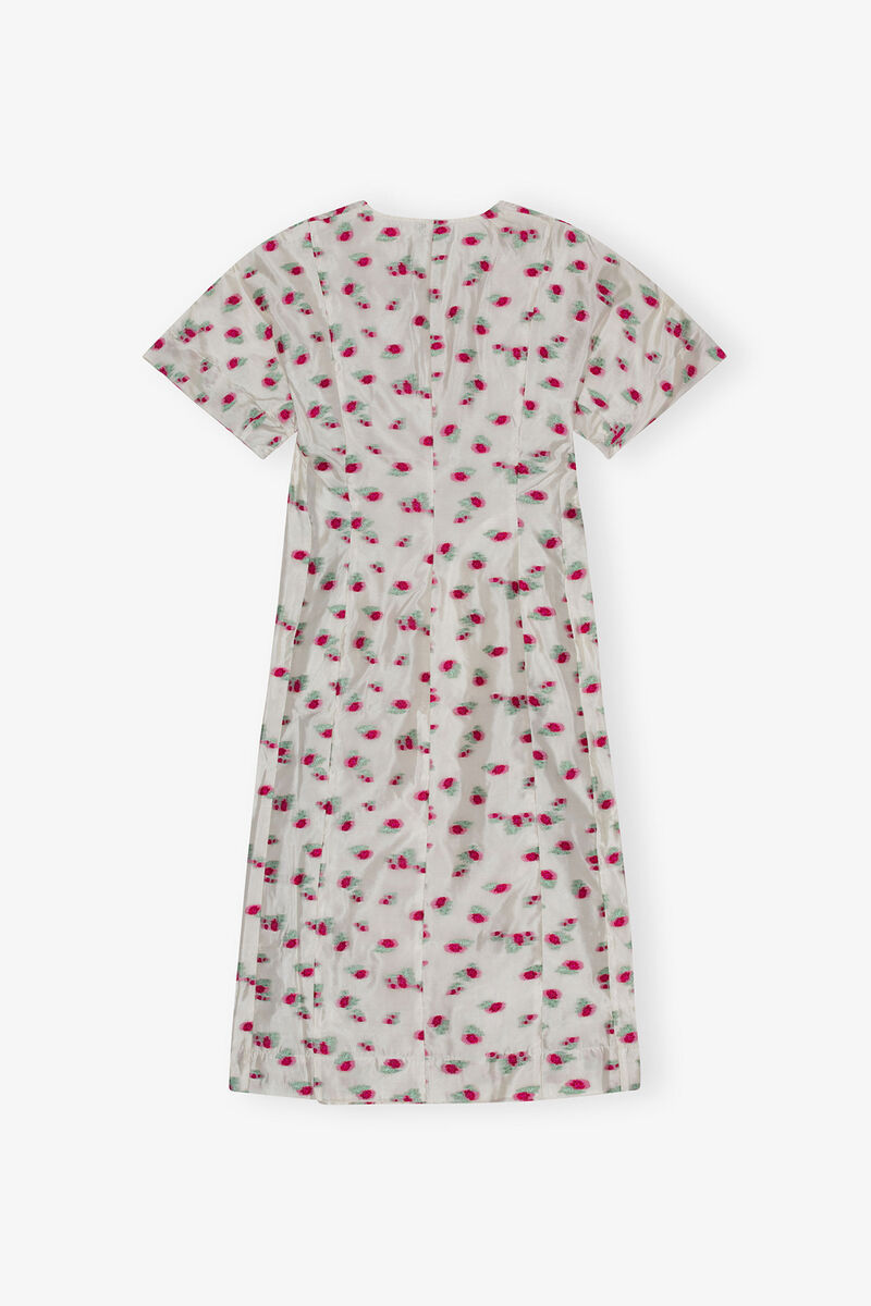 Robe midi en jacquard d'organza &agrave; fleurs, Recycled Polyester, in colour Tofu - 2 - GANNI