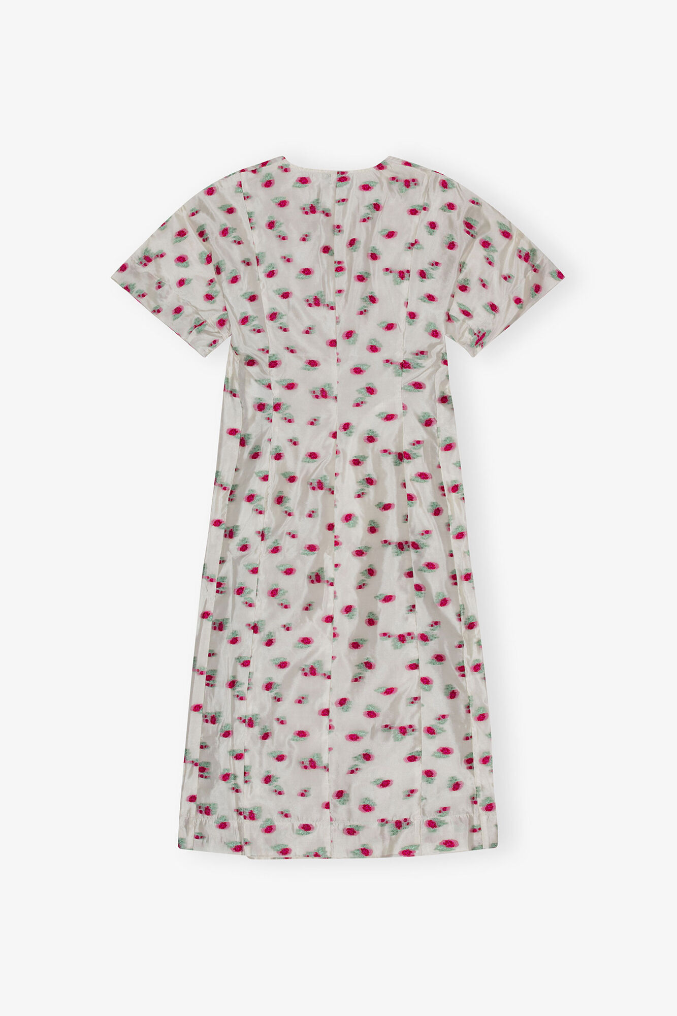 Robe midi en jacquard d'organza &agrave; fleurs, Recycled Polyester, in colour Tofu - 2 - GANNI
