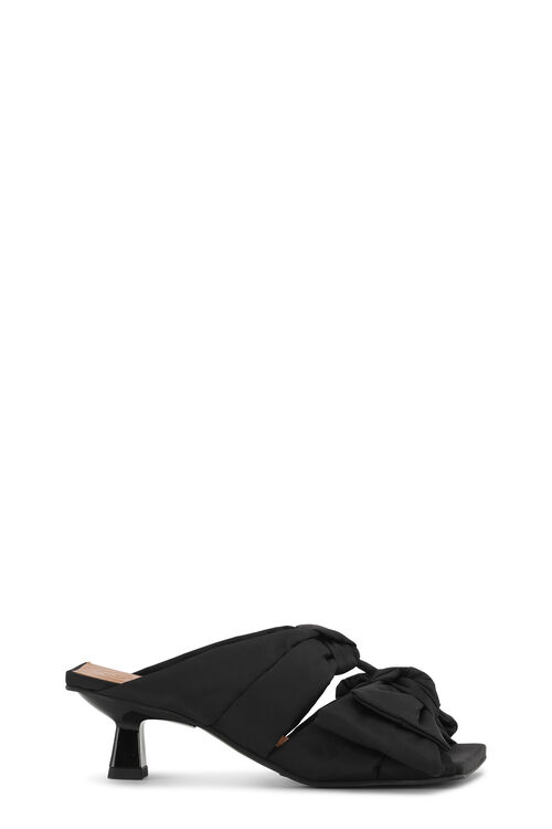 가니 GANNI Soft Bow Kitten Heel Sandals,Black
