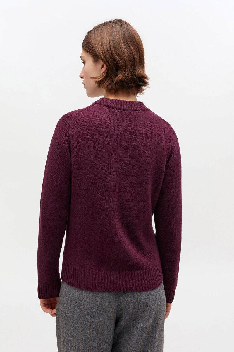 Burgundy Wool Mix Cardigan, Viscose, in colour Burgundy - 3 - GANNI