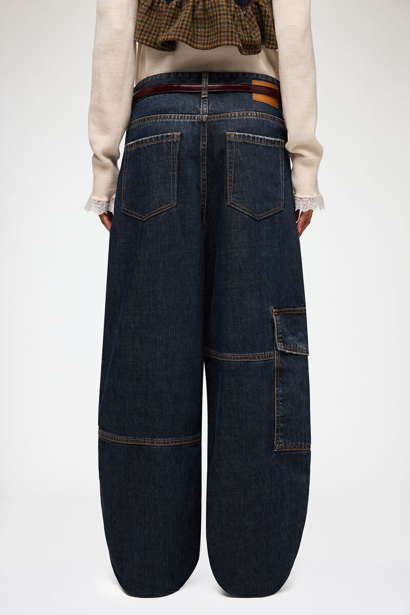 Audri-Jeans aus strukturiertem Slub-Denim, Recycled Cotton, in colour Dark Blue Vintage - 3 - GANNI