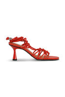 Red Knots High Heel Sandaler, Vegan Leather, in colour Racing Red - 1 - GANNI