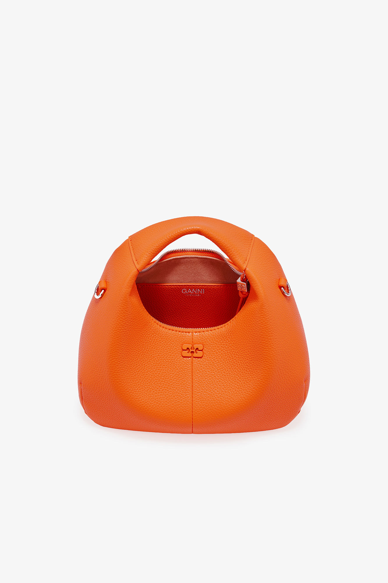 Orange Mini Hobo Bag, Polyurethane, in colour Russet Orange - 9 - GANNI