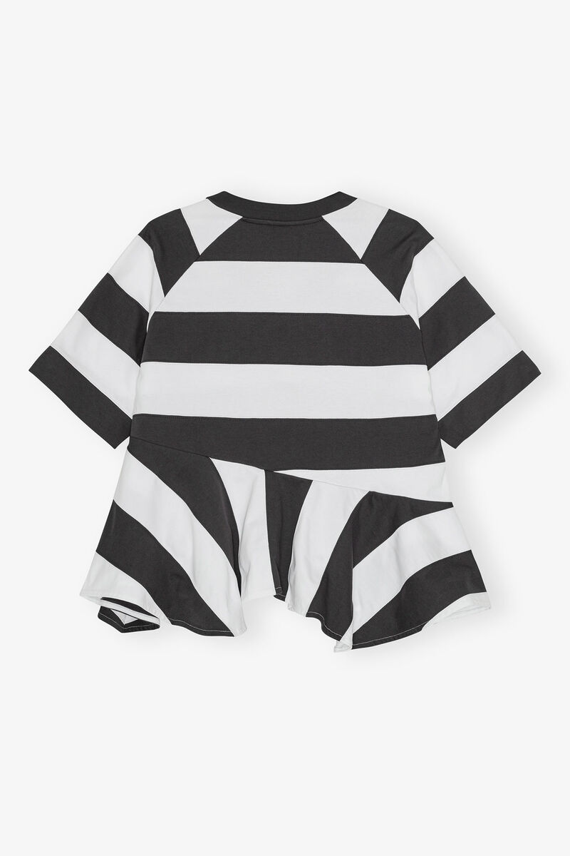 T-shirt in Heavy Cotton with Stripes, Organic Cotton, in colour Phantom Stripe - 2 - GANNI