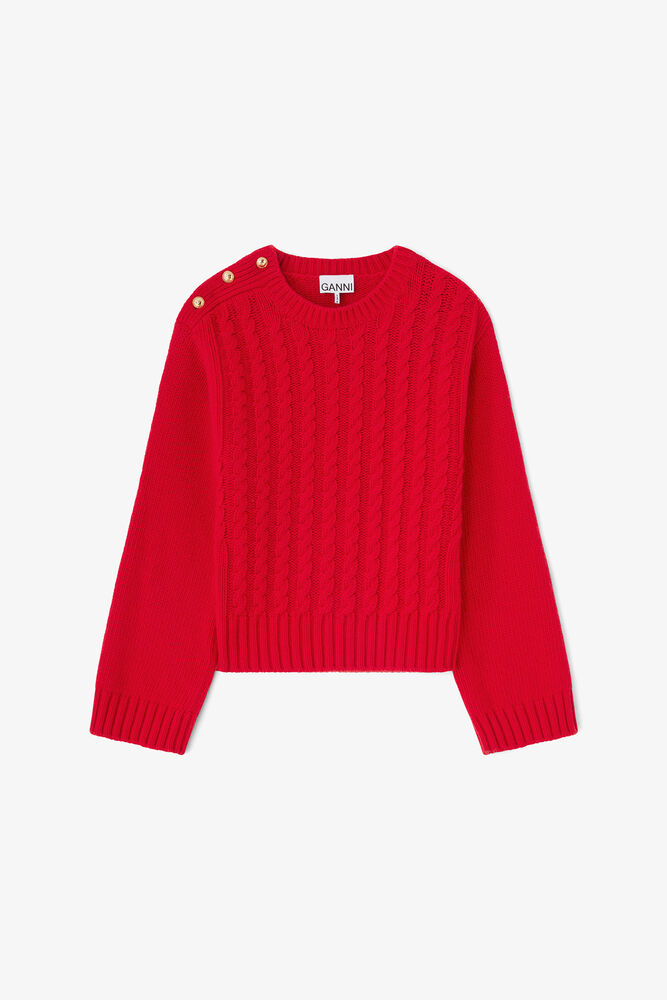 Red Cable Wool Mix Jumper, Mars Red