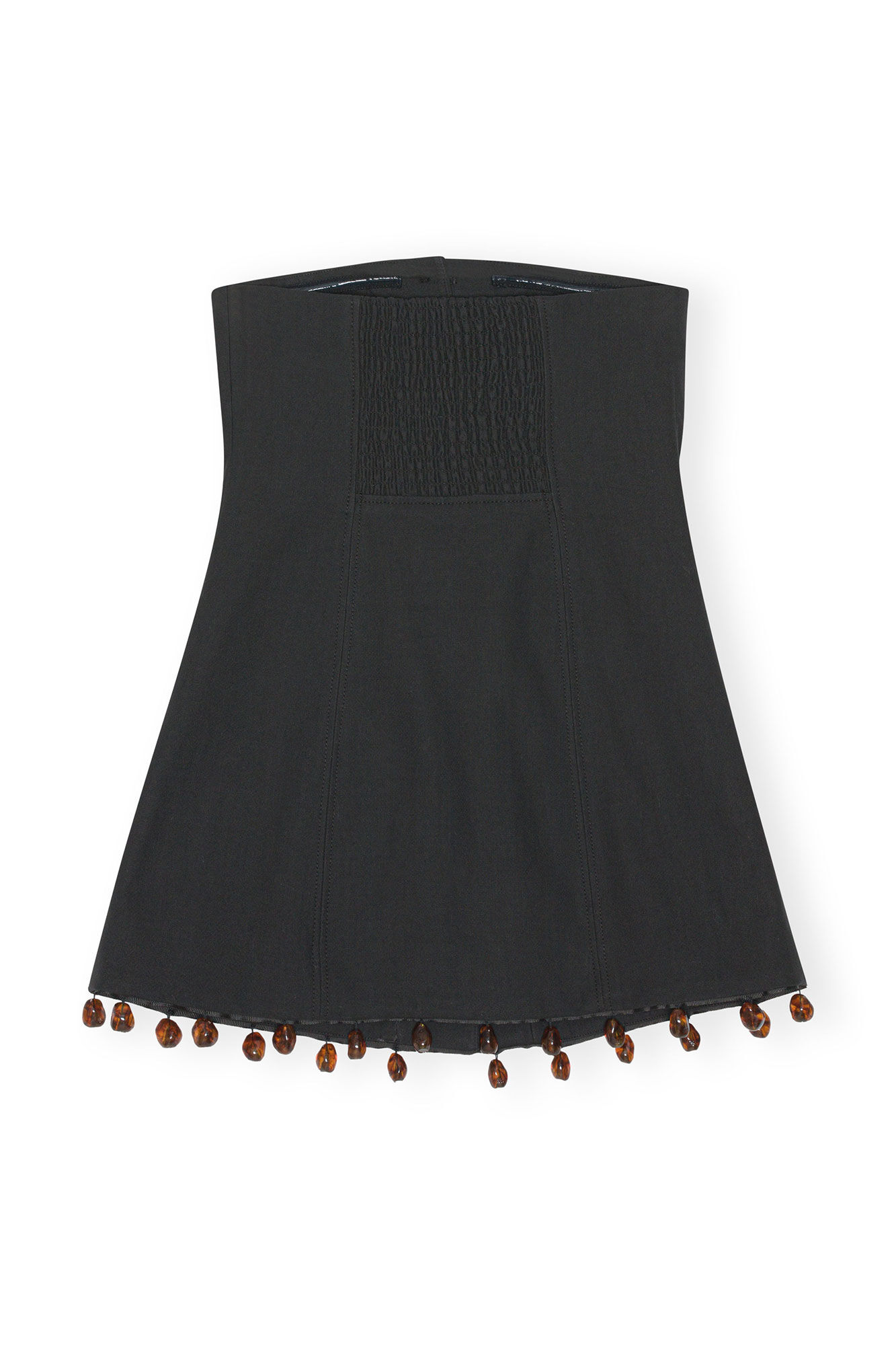 Cotton Suiting Strapless Top, Cotton, in colour Black - 2 - GANNI