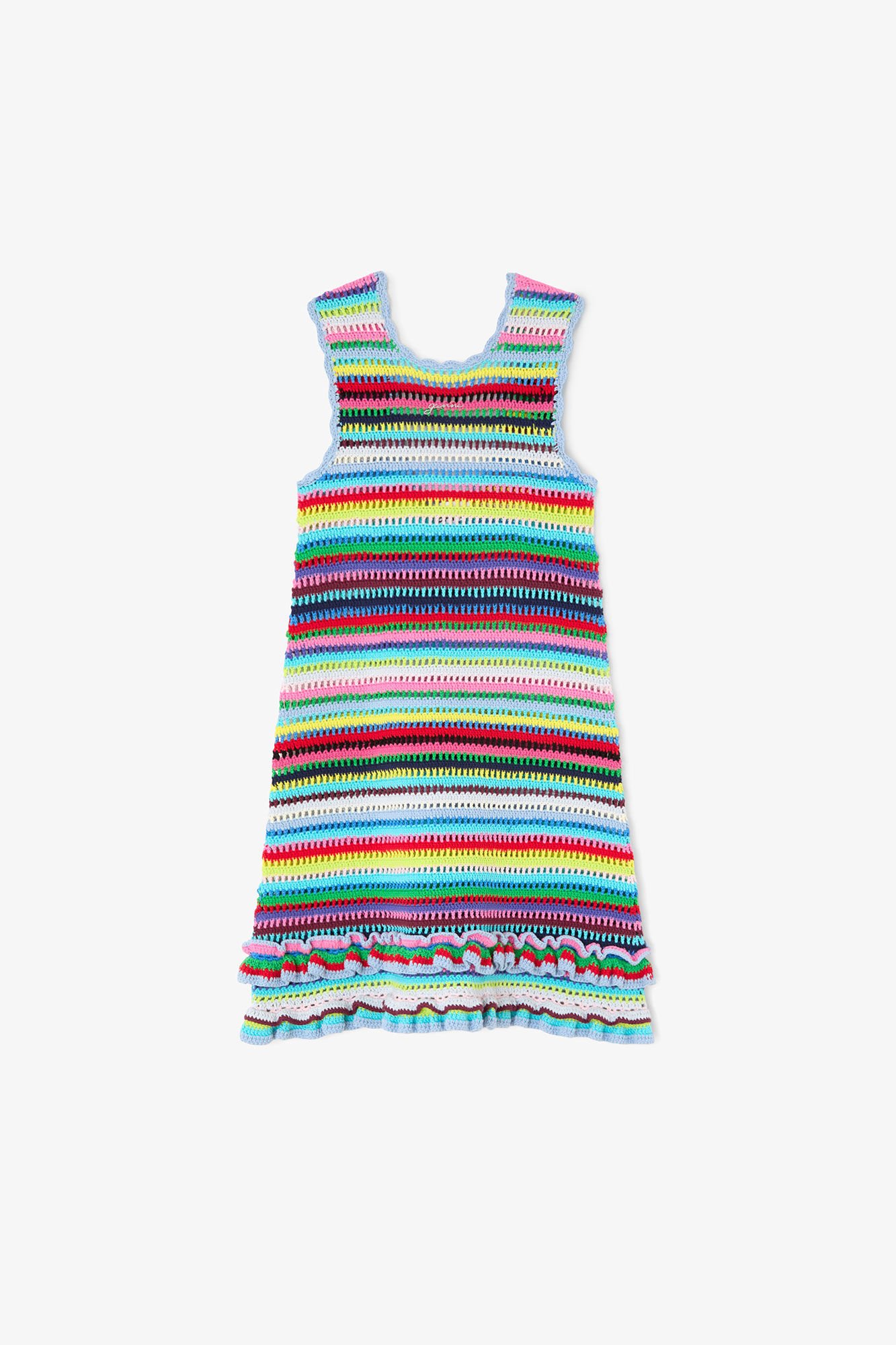 Dress in Striped Crochet, Organic Cotton, in colour Multicolour - 1 - GANNI