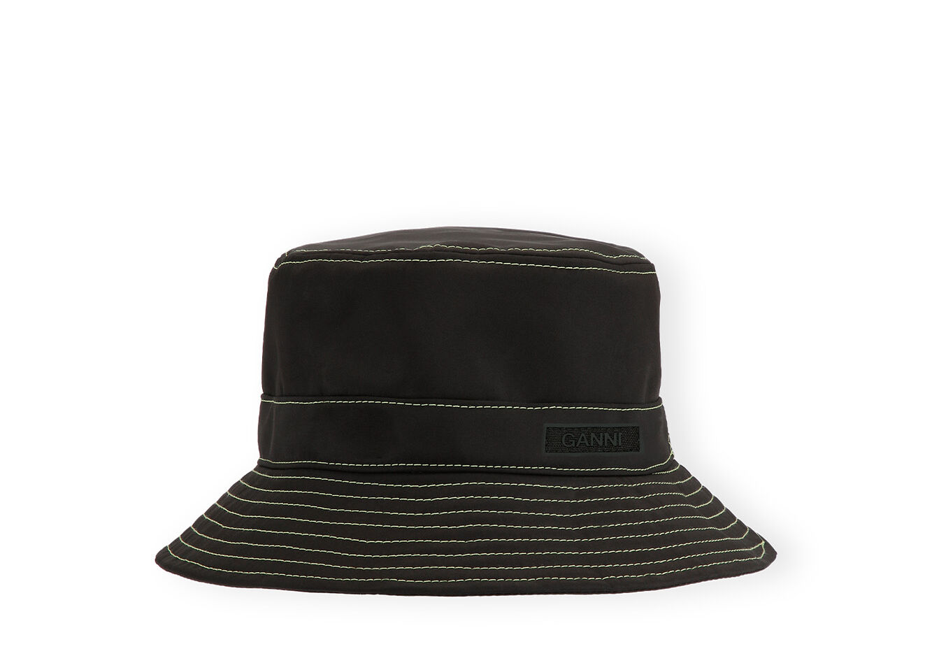 Yellow Stitch Bucket Hat , Recycled Polyester, in colour Black - 1 - GANNI