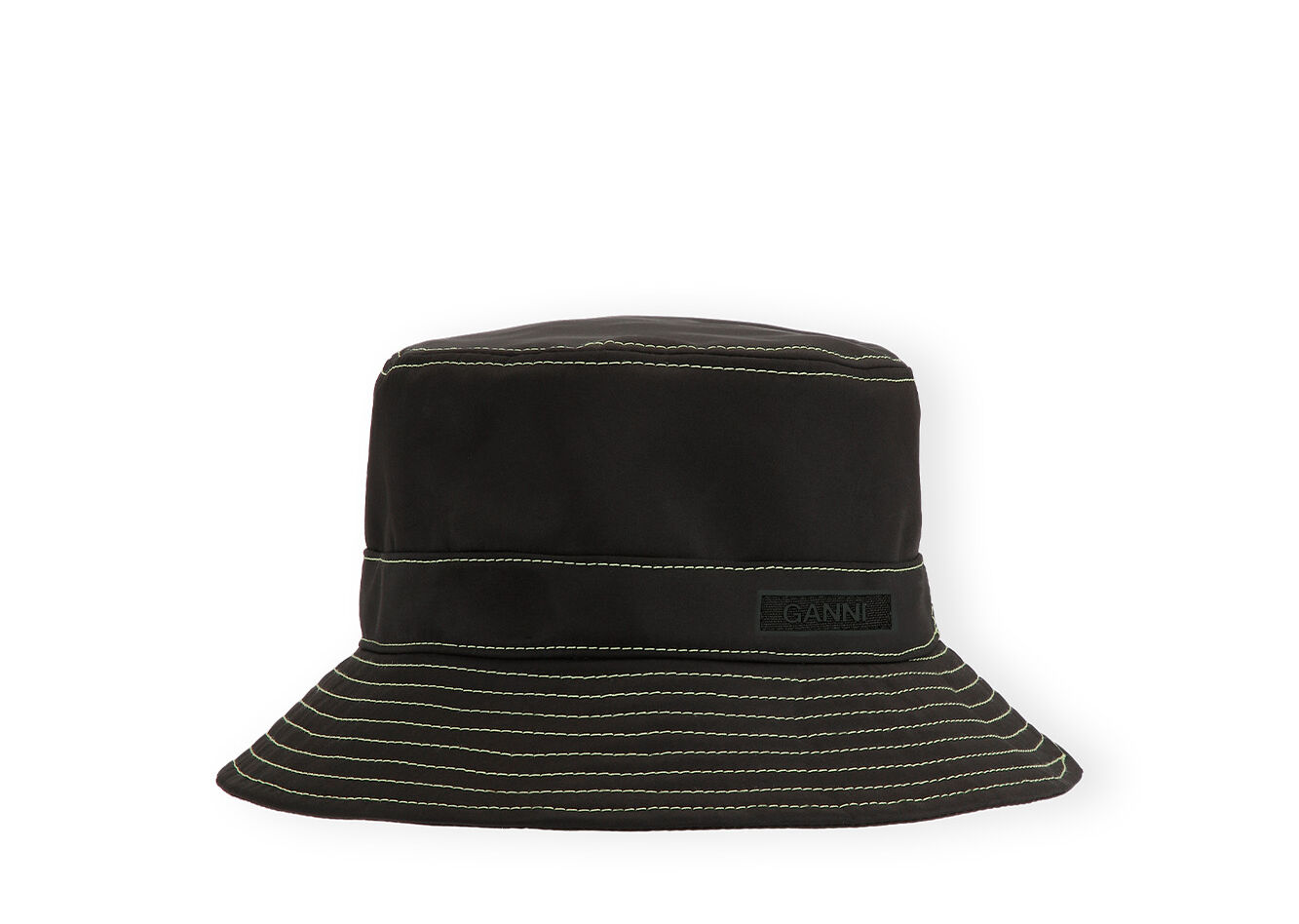 Yellow Stitch Bucket Hat, Recycled Polyester, in colour Black - 1 - GANNI