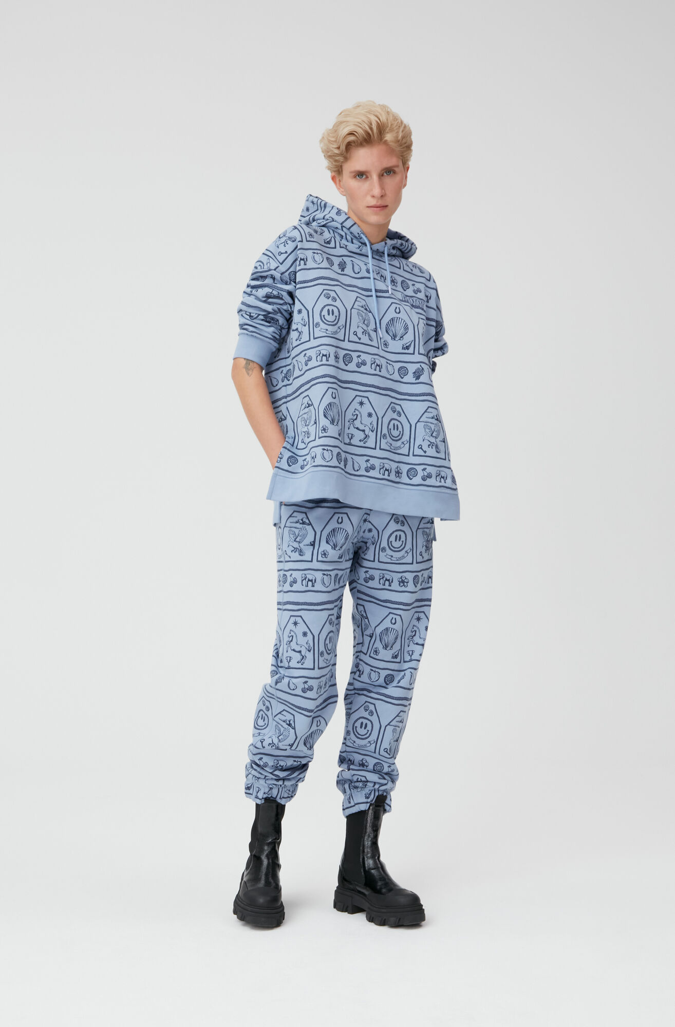 Software isoli joggers med print, Cotton, in colour Heather - 2 - GANNI