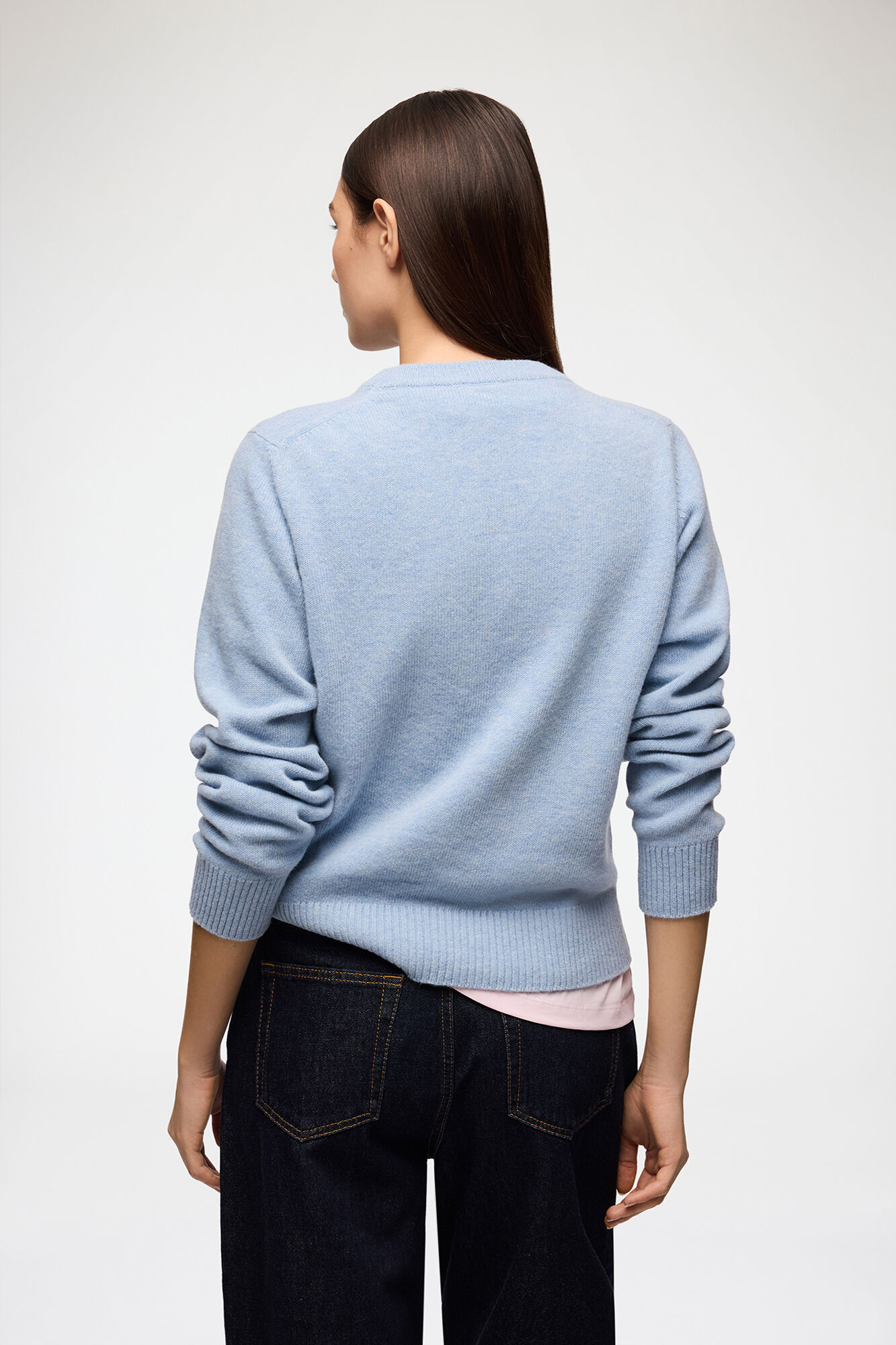Jumper with Flowers, Wool, in colour Blue Bonnet - 3 - GANNI
