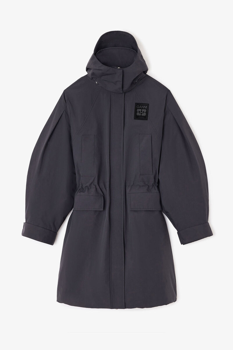 Manteau parka à trois couches gris foncé, Nylon, in colour Phantom - 1 - GANNI