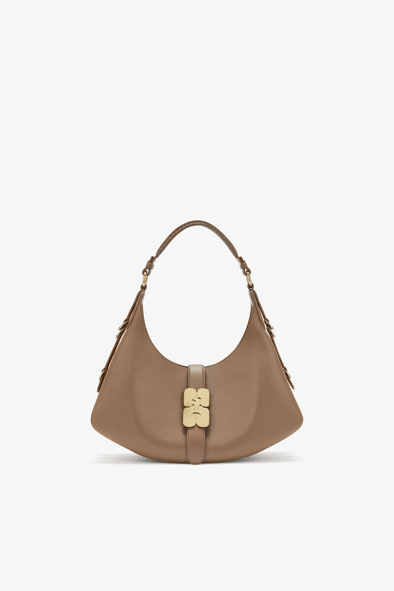 ブラウンのスモール Kat バッグ, Recycled Leather, in colour Coca Mocha - 1 - GANNI
