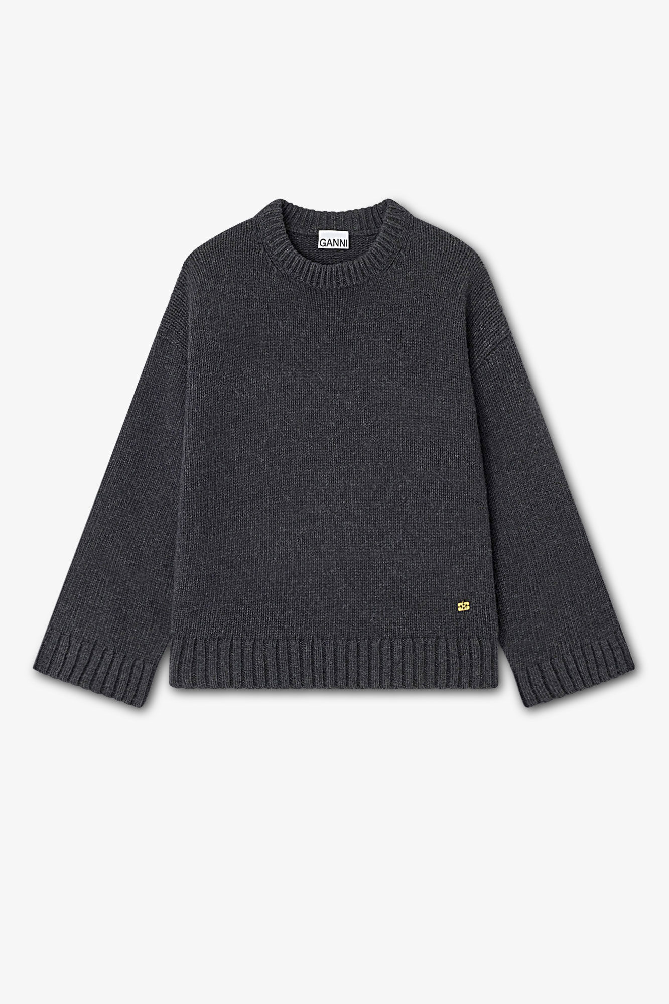 Phantom Dark Grey Wool Mix Sweater | GANNI US