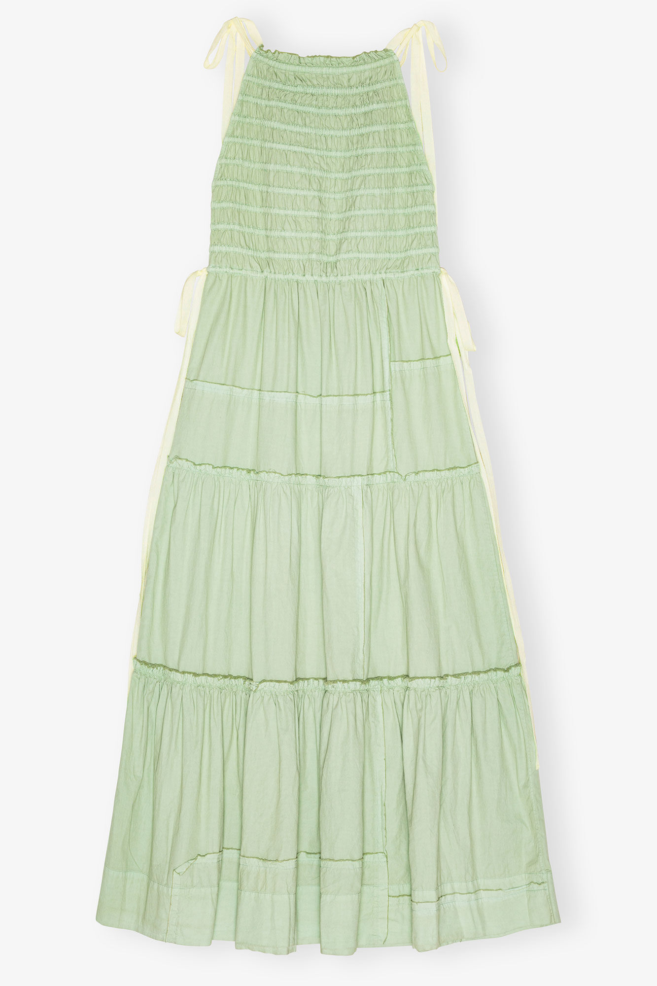 Lysegrønn, lagdelt smock-kjole, Cotton, in colour Frosty Green - 2 - GANNI