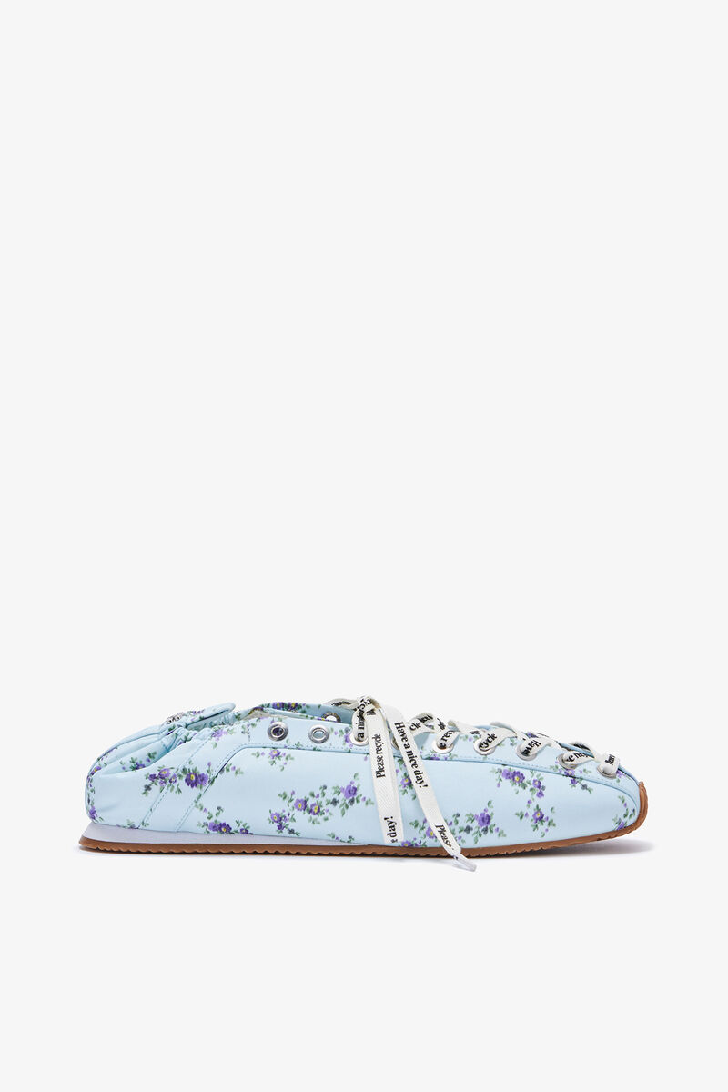 Sporty ballerinasko i bl&aring; nylon, Recycled Polyester, in colour Iced Aqua - 1 - GANNI