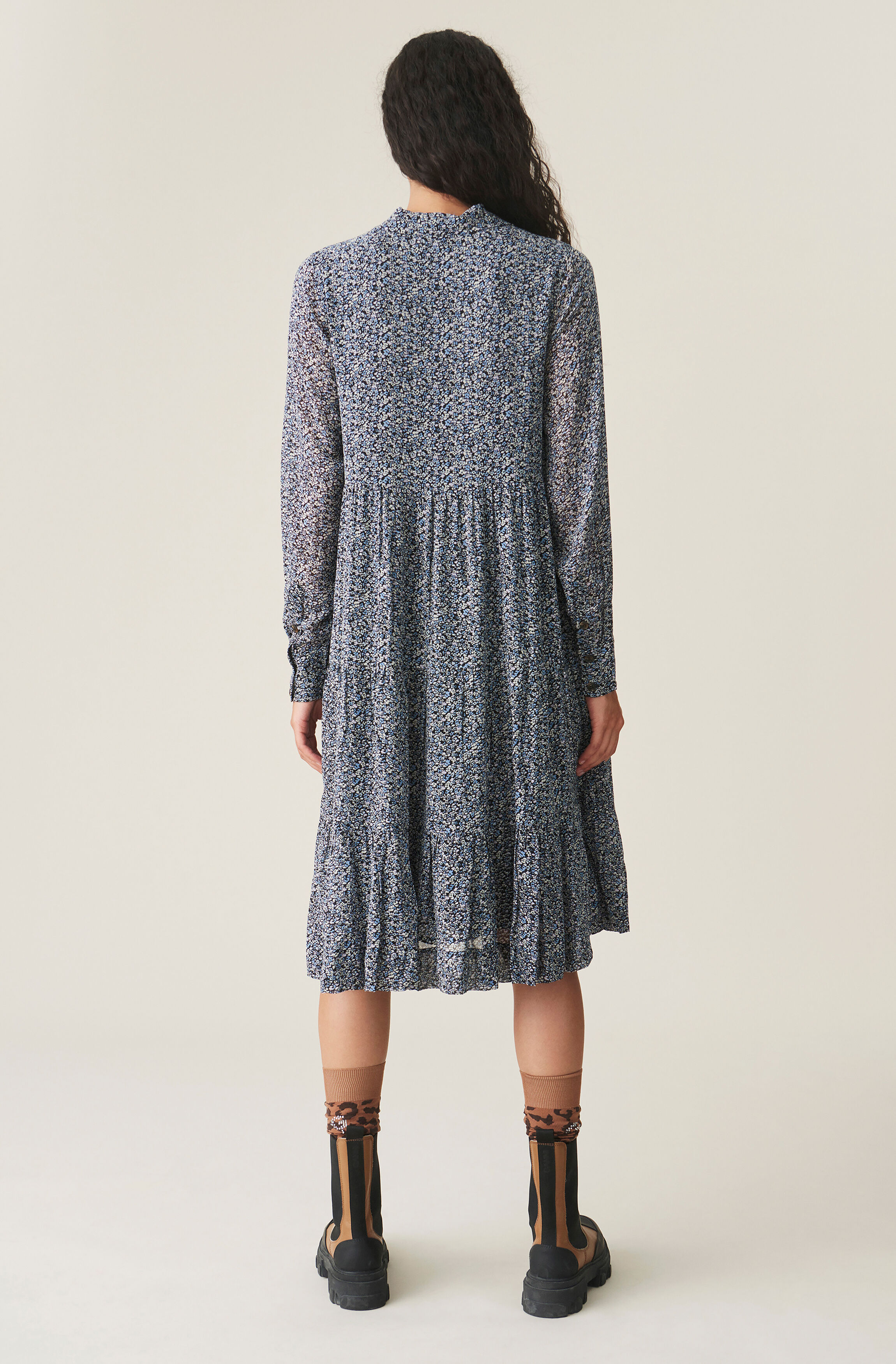 Printed georgette dress ganni clearance