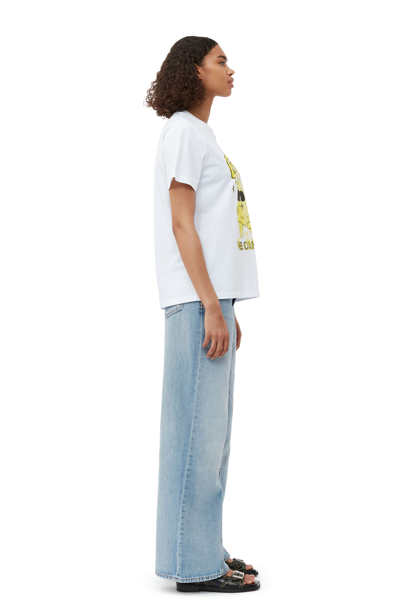 Relaxed Dance Bunny T-shirt, Cotton, in colour Bright White - 3 - GANNI