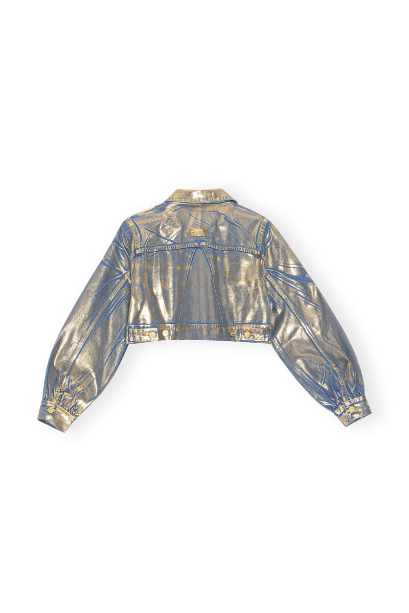Gold Denim Trucker Jacket, Cotton, in colour Gold - 2 - GANNI