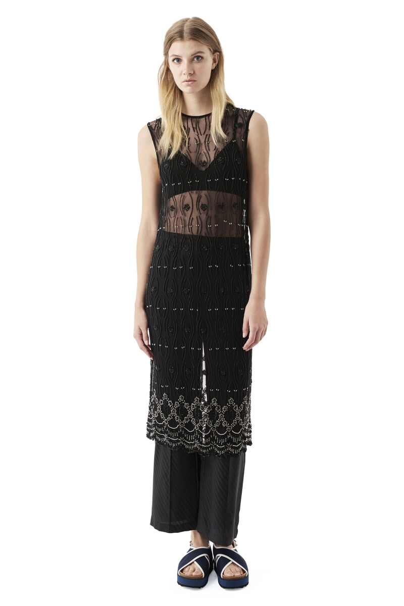 Martinez Beads Dress, in colour Black - 1 - GANNI
