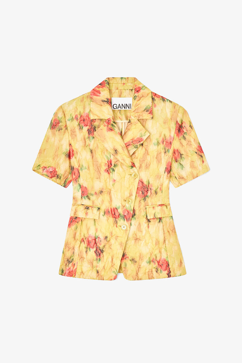 Blazer in Shibori Organza, Recycled Polyester, in colour Aurora - 1 - GANNI