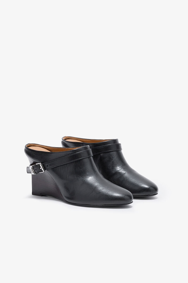 Kat Slim Mule in Black, Polyurethane, in colour Jet Black - 2 - GANNI
