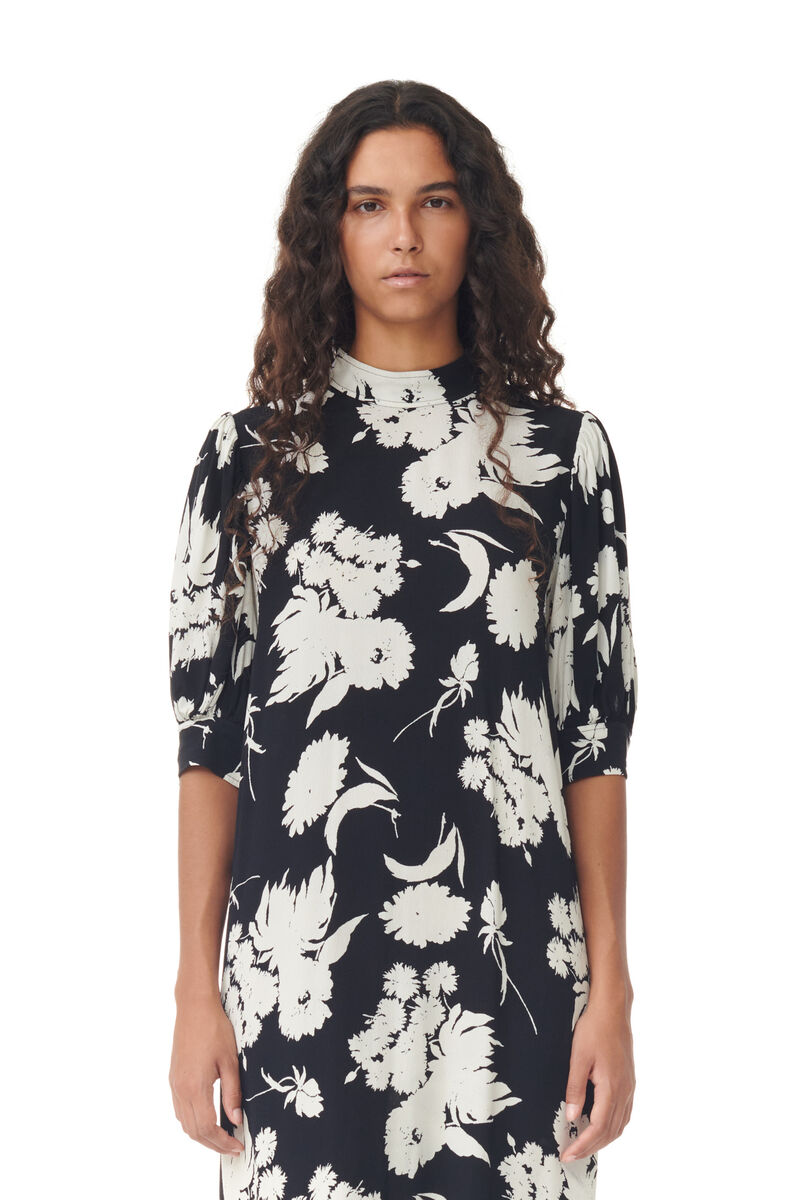 Printed Crepe Mini Dress | GANNI UK
