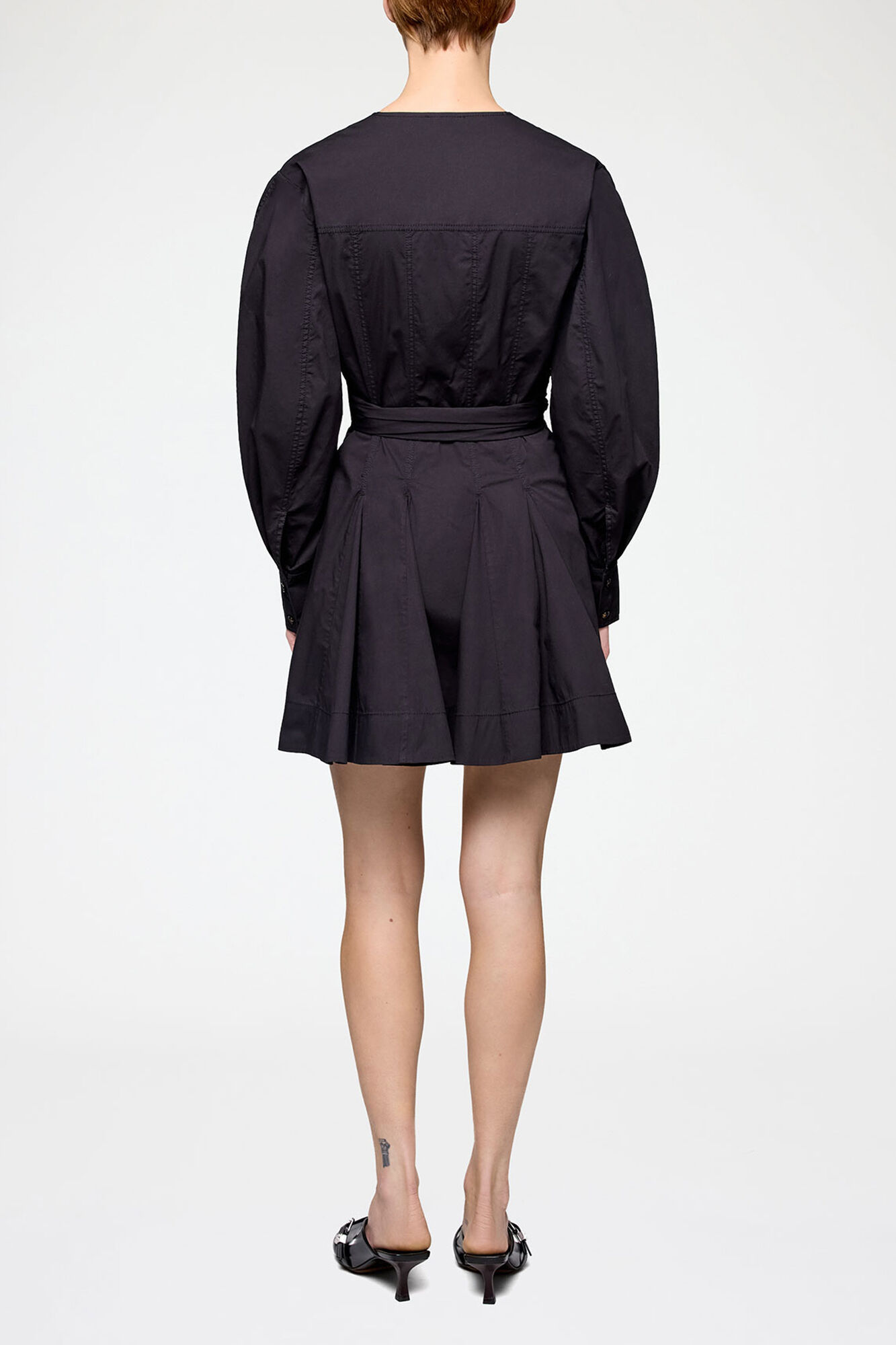 GANNI リップストップストレッチコットンチノドレス Black ストレッチコットンのシャツドレス | GANNI (Global)